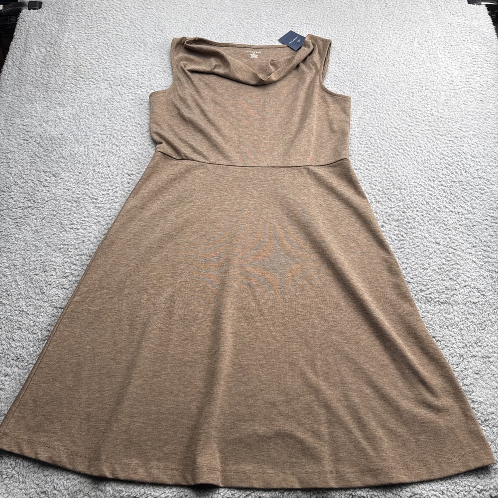 Lands' End Fit & Flare Dress Women M 10-12 Brown Solid Pockets Sleeveless